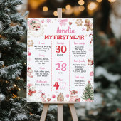 Retro Christmas Pink Santa Birthday Milestone Sign Poster
