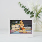 Retro Christmas Pinup Feiertagskarte (Stehend Vorderseite)