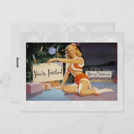 Retro Christmas Pinup Feiertagskarte (Vorne/Hinten)