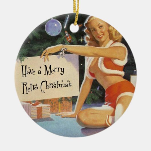 Retro Christmas Pinup Keramik Ornament (Vorne)