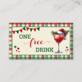 Retro Christmas Plaid Free Drink Party Ticket (Vorderseite)