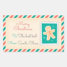 Retro Christmas Postage Briefmarke Labels - Cookie Rechteckiger Aufkleber