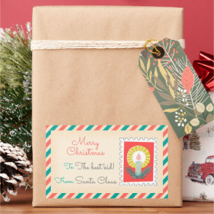 Retro Christmas Postage Briefmarke Labels - Kerze Rechteckiger Aufkleber