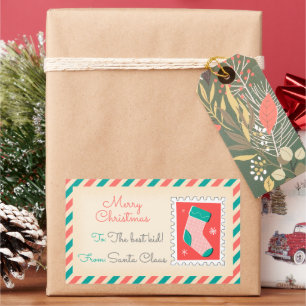 Retro Christmas Postage Briefmarke Labels - Strump Rechteckiger Aufkleber