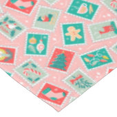 Retro Christmas Postage-Briefmarke Tischdecke (Schrägansicht)
