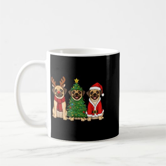 Retro Christmas Puggle Santa Reindeer Dog Lover Kaffeetasse (Links)