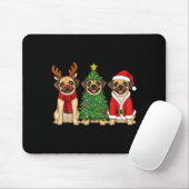 Retro Christmas Puggle Santa Reindeer Dog Lover Mousepad (Mit Mouse)
