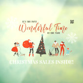 Retro Christmas | QR-Code für Winterurlaub Fensteraufkleber (Blatt 3)