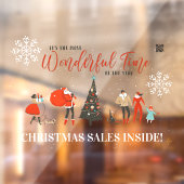 Retro Christmas | QR-Code für Winterurlaub Fensteraufkleber (Blatt 2)