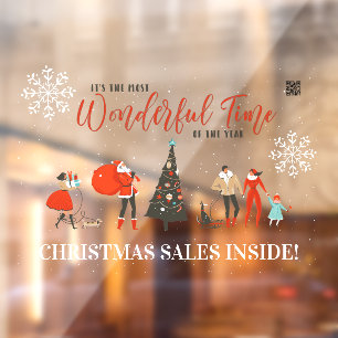 Retro Christmas QR-Code für Winterurlaub Fensteraufkleber