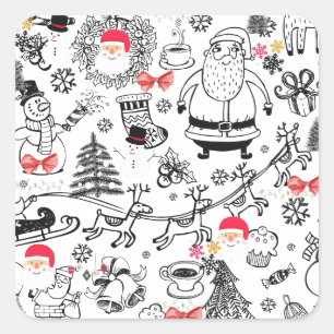 Retro Christmas Quadratischer Aufkleber