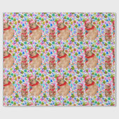 Retro Christmas Quokka Wrapping Paper Geschenkpapier (Flach)