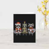 Retro Christmas Raccoons Santa Tree Costume Holida Karte (Gelbe Blume)