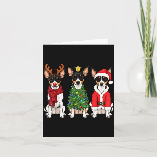 Retro Christmas Rat Terrier Santa Reindeer Dog Lov Karte (Vorderseite)