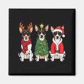 Retro Christmas Rat Terrier Santa Reindeer Dog Lov Magnet (Vorne)