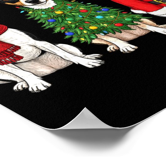 Retro Christmas Rat Terrier Santa Reindeer Dog Lov Poster (Ecke)