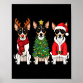 Retro Christmas Rat Terrier Santa Reindeer Dog Lov Poster (Vorne)