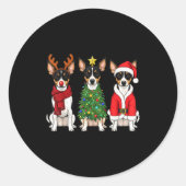 Retro Christmas Rat Terrier Santa Reindeer Dog Lov Runder Aufkleber (Vorderseite)