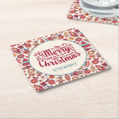 Retro Christmas Rechteckiger Pappuntersetzer (angewinkelt)