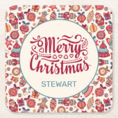 Retro Christmas Rechteckiger Pappuntersetzer (Vorderseite)