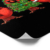 Retro Christmas Red Cardinal Bird Santa Reindeer Poster (Ecke)