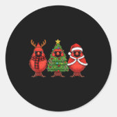 Retro Christmas Red Cardinal Bird Santa Reindeer Runder Aufkleber (Vorderseite)
