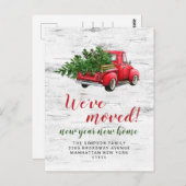 Retro Christmas Red Farm Truck Moving Ankündigung Postkarte (Vorne/Hinten)