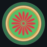 Retro Christmas Red Green Stylized Circle Stickers<br><div class="desc">Diese hübschen Retro-Tags sind die perfekte Kulisse für Ihre Geschenke in dieser Ferienzeit. Mit dem Editor können Sie leicht Text hinzufügen.</div>