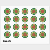 Retro Christmas Red Green Stylized Circle Stickers (Blatt)