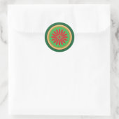 Retro Christmas Red Green Stylized Circle Stickers (Tasche)