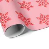Retro Christmas Red Snow Flakes Vintag Geschenkpapier (Rolleneckpunkt)