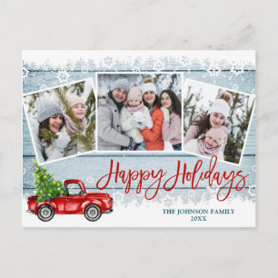 Retro Christmas Red Truck 3 FOTO Grußurlaub Postkarte