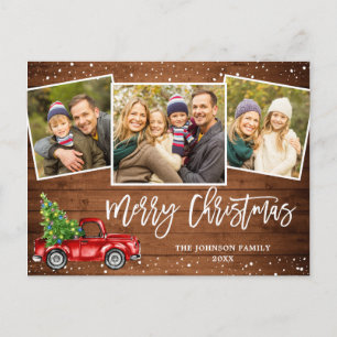 Retro Christmas Red Truck 3 FOTO Grußurlaub Postkarte