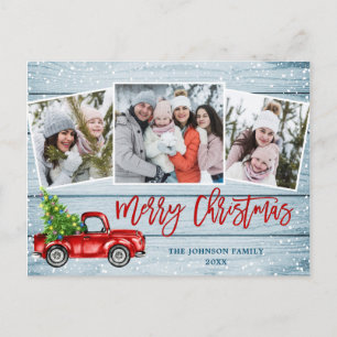 Retro Christmas Red Truck 3 FOTO Grußurlaub Postkarte