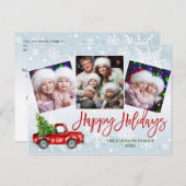 Retro Christmas Red Truck FOTO Gruß Urlaub Postkarte (Vorne/Hinten)