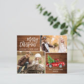 Retro Christmas Red Truck Rustic 2 FOTO Gruß Postkarte (Stehend Vorderseite)