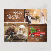 Retro Christmas Red Truck Rustic 2 FOTO Gruß Postkarte (Vorderseite)