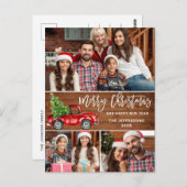 Retro Christmas Red Truck Rustic 3 FOTO Gruß Postkarte (Vorne/Hinten)