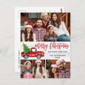 Retro Christmas Red Truck Rustic 3 FOTO Gruß Postkarte (Vorne/Hinten)