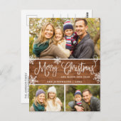 Retro Christmas Red Truck Rustic 3 FOTO Gruß Postkarte (Vorne/Hinten)