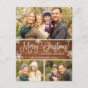 Retro Christmas Red Truck Rustic 3 FOTO Gruß Postkarte