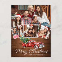Retro Christmas Red Truck Rustic 4 FOTO Gruß Postkarte