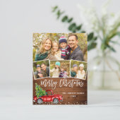 Retro Christmas Red Truck Rustic 4 FOTO Gruß Postkarte (Stehend Vorderseite)