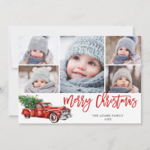 Retro Christmas Red Truck Rustic 5 FOTO Gruß