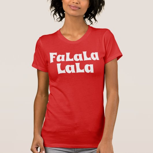 Retro Christmas Red White Fan La La La T-Shirt (Vorderseite)