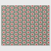 Retro Christmas Red White Green Blume Geschenkpapier (Flach)