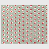 Retro Christmas Red White Green Blume Geschenkpapier (Flach)