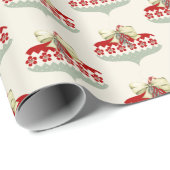Retro Christmas Red White Green Ornament Geschenkpapier (Rolleneckpunkt)