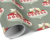 Retro Christmas Red White Green Ornament Geschenkpapier (Rolleneckpunkt)