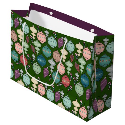 Retro Christmas Reload - Pastete auf Flasche Grün Große Geschenktüte (Vorderseite Schrägansicht)